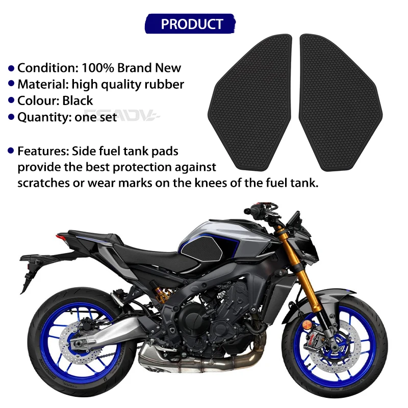 Fit For YAMAHA MT09 Non-slip Side Fuel Tank Stickers MT 09 FZ09 FZ 09 2025 Motorcycle Accessories Waterproof Pad Rubber Sticker
