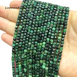 4-5mm Natural Stone Faceted Square AA Green Emerald Loose Cube Spacer Beads for Jewelry Making Diy Bracelet Charms Accessories