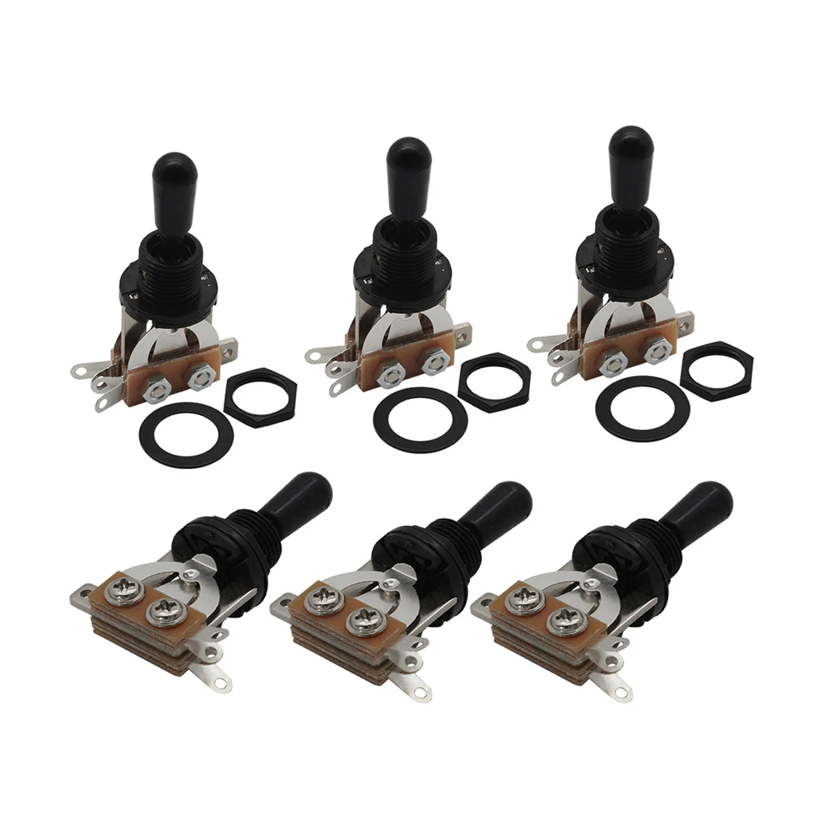 FLEOR 6 uds interruptor de guitarra Selector de pastilla de 3 vías con tapas para piezas de guitarra, 3 colores a elegir