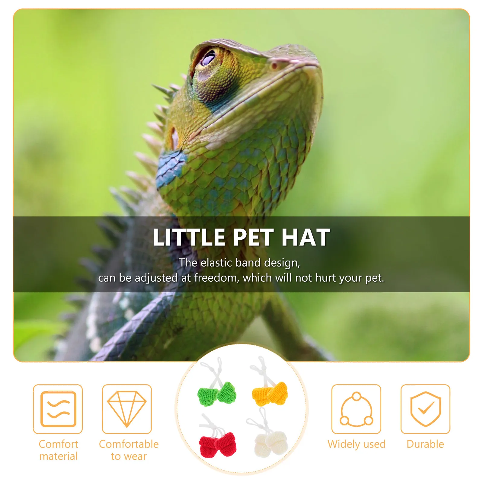 

8Pcs Pet Costume Hat Lizard Reptiles Adjustable Woolen Yarn Lightweight Elastic Band Birthday Photo Prop Decoration