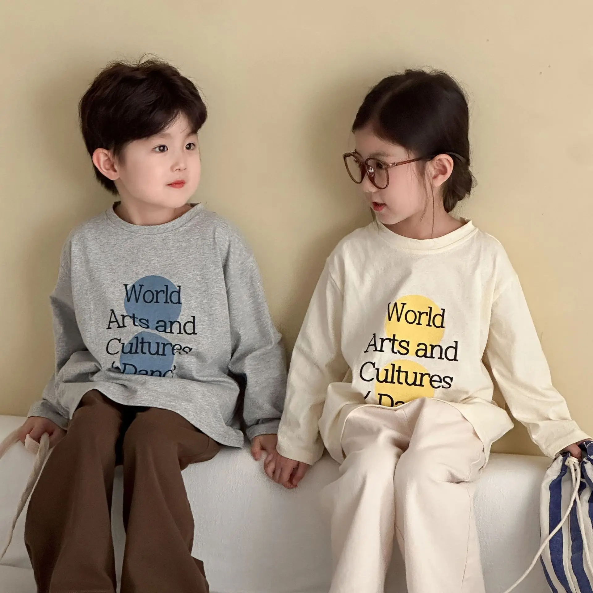 

2025 Autumn New Children Long Sleeve T Shirts Cotton Girls Letter Print Bottoming Shirts Boys Versatile Casual Tops Kids Clothes