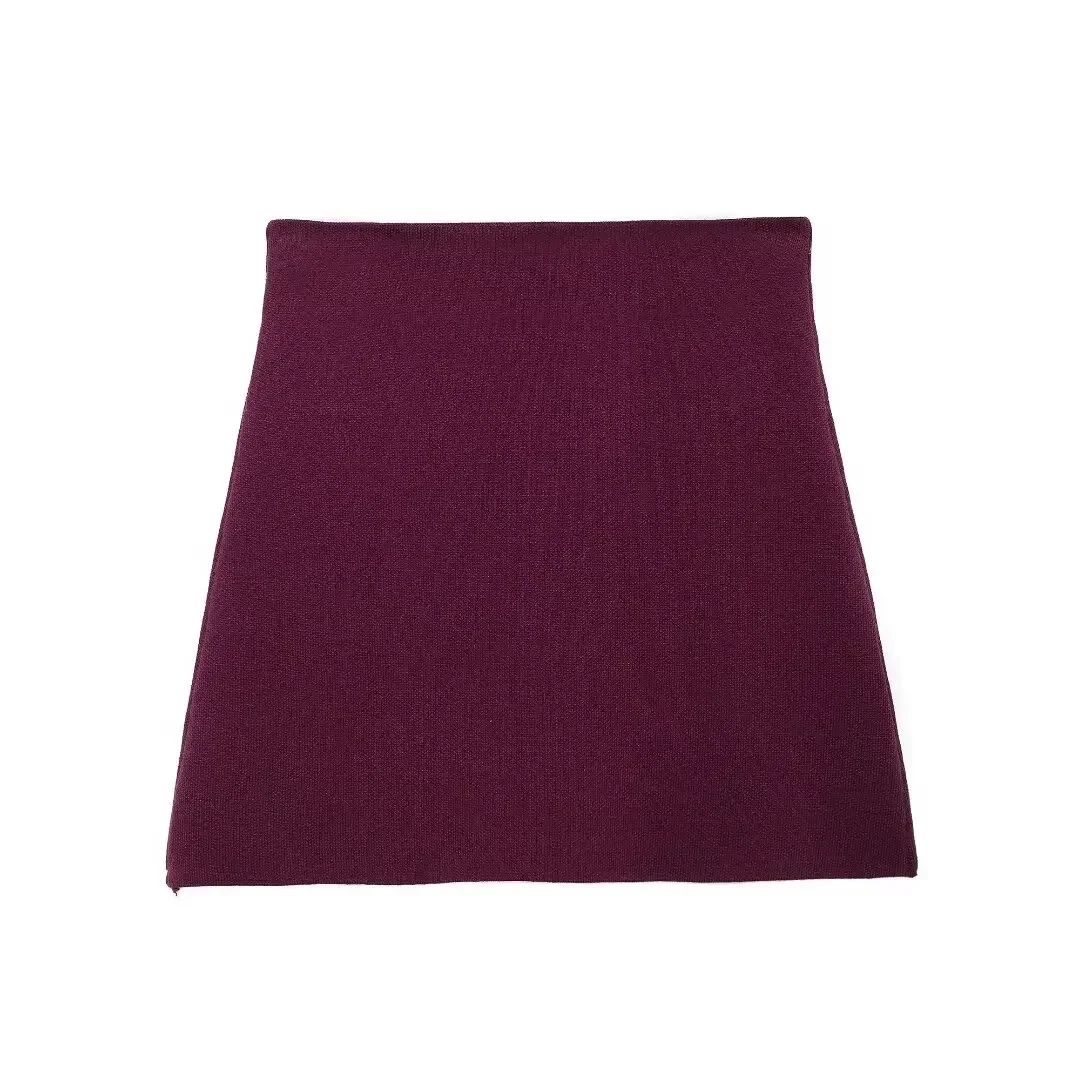 Tangada 2024 New Chic Women Elegant Knitted Skirt Strethy Waist Female Mini Skirts BE0251