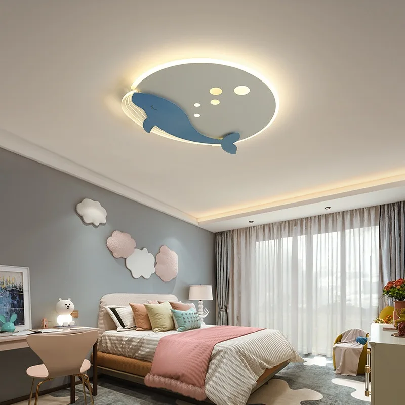 Dimmable Led Ceiling Lamp for Children Baby Boys Girls Bedroom Study Dolphin Ceiling Lights Kids room decor Chandelier Plafon