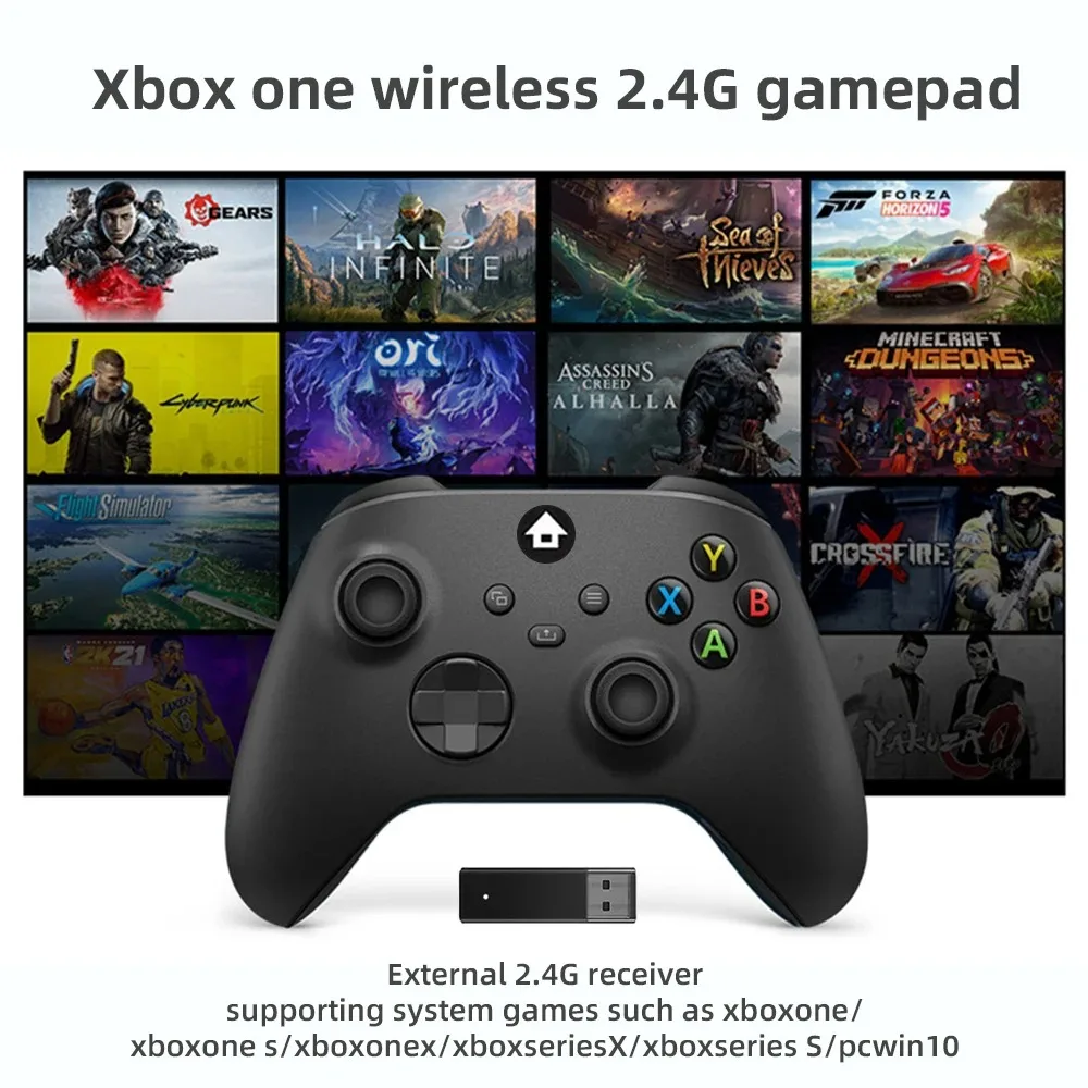 2.4G Wireless Gamepad For Xbox One Six Axis Vibration with Turbo Game Controller with Receiver for PC/Xbox One Series X/S