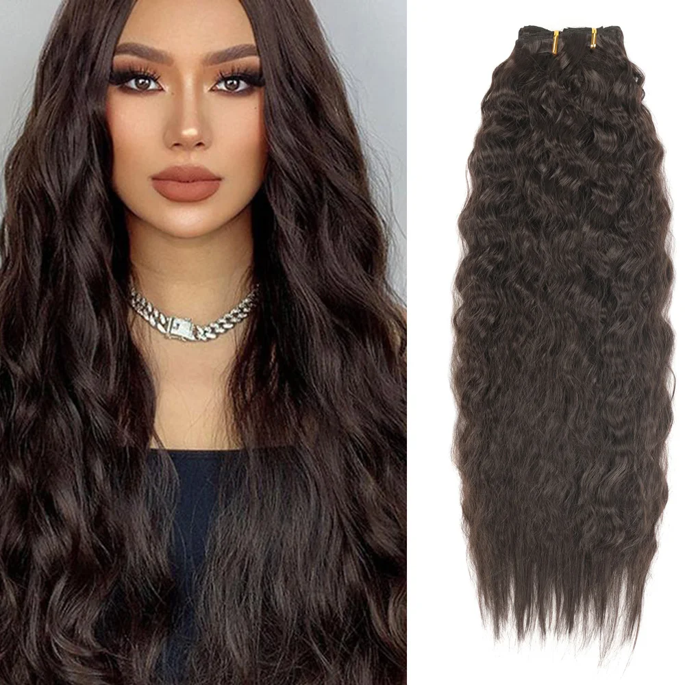 

Synthetic Corn Curly Clip In Hair Extensions Natural Hair Extensions Clip in 6Pcs/Set Hairpin Full Head Fake Pieces For Women