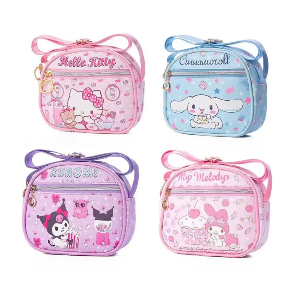 

New Sanrio Hello Kitty Black Beauty Kawaii Cartoon Bag Cinnamoroll My Melody Cute Anime Wallet PU Kids Bag Girls Birthday Gift