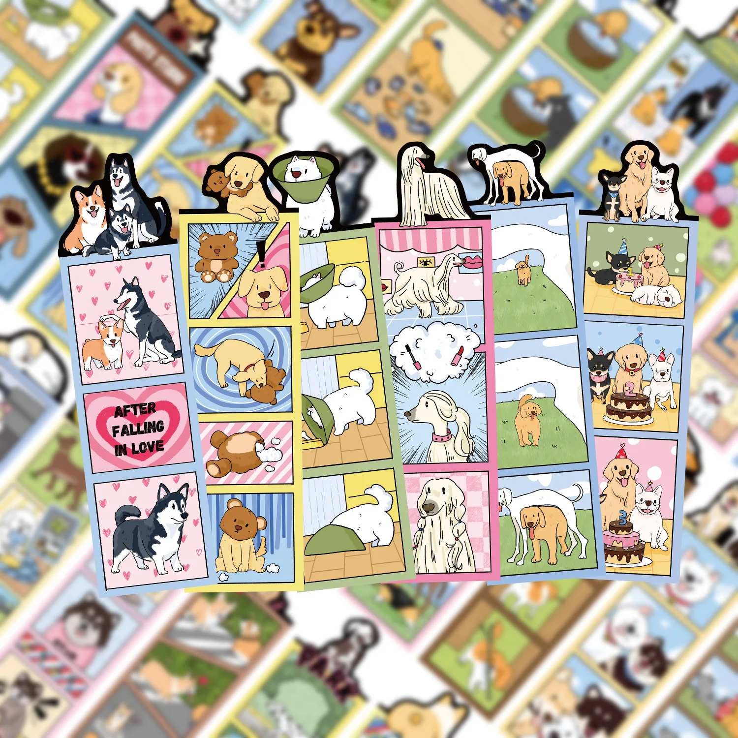 30Pcs Cute Dog World Cartoon Bookmarks Decorative Reading Book Labels DIY Paper Card Page Markers for Students Creative Gift