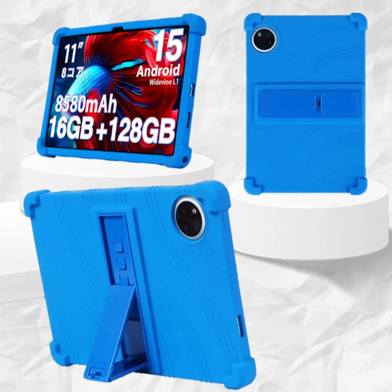 For POPUX U11 2025 11'' Android 15 Tablet Shockproof Silicone Cover Soft Stand Protective Case for U11Pro