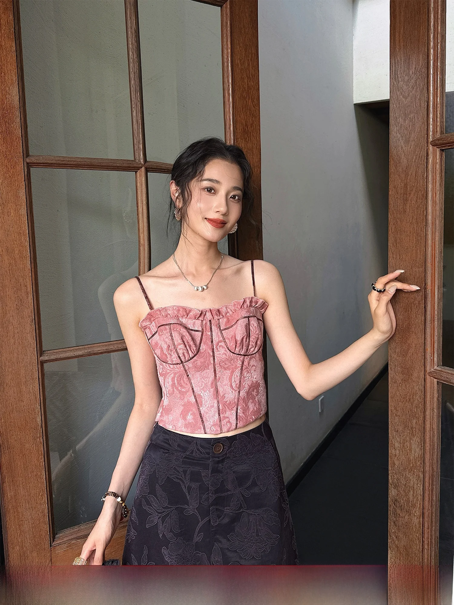 

Secret Language New Chinese Sle Small Strap Vest Women Inner Plant Dyed Wood ain Beautiful Ba Top Polyester Wool B...