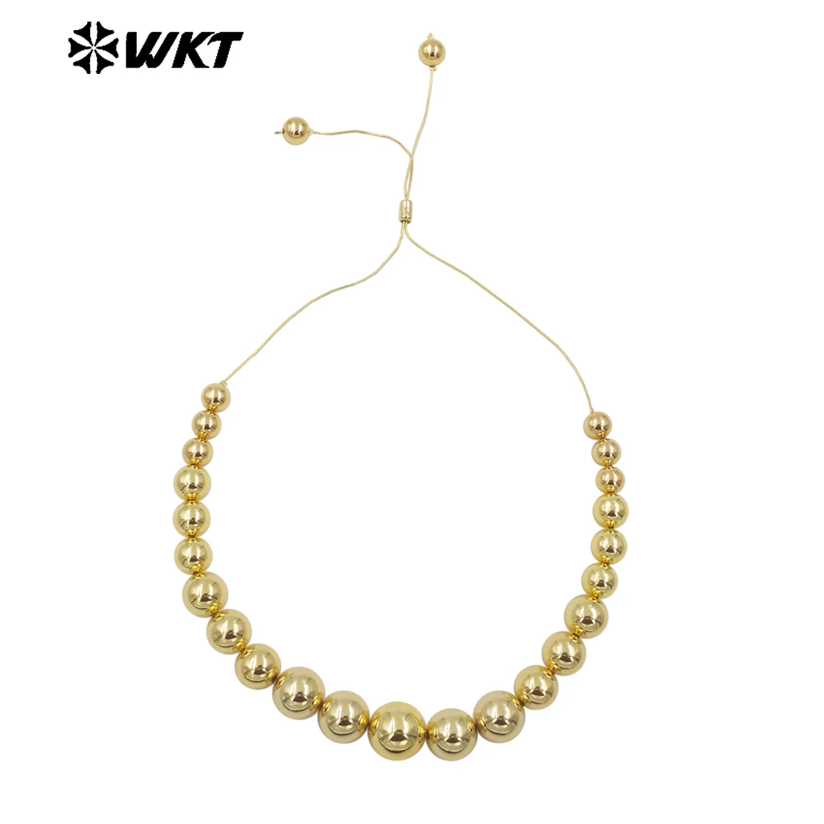 WT-JFN17  WKT 2024 Pretty Style Women Long Brass Chain Adjustable Round Shaped Necklace  Accessories Supplies Beauty