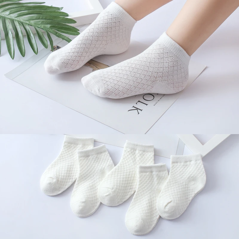 Sommer weiß Mesh Kinder Baumwoll socken Jungen Mädchen Sport Socken Frühling Baby haut freundliche Baumwoll socken 5 Paar