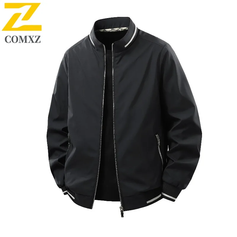 

COMXZ Мужская куртка Классическая офисная удобная куртка с воротником-стойкой Повседневная деловая легкая прочная осенняя новая одежда