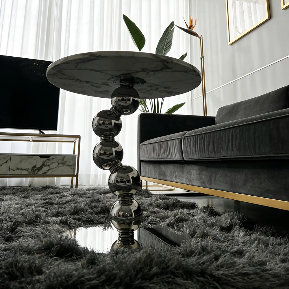 mnModern Luxury Coffee Table Side Table Marble Top Stainless Steel Frame Designer Furniture for Living Room Home Interior*
