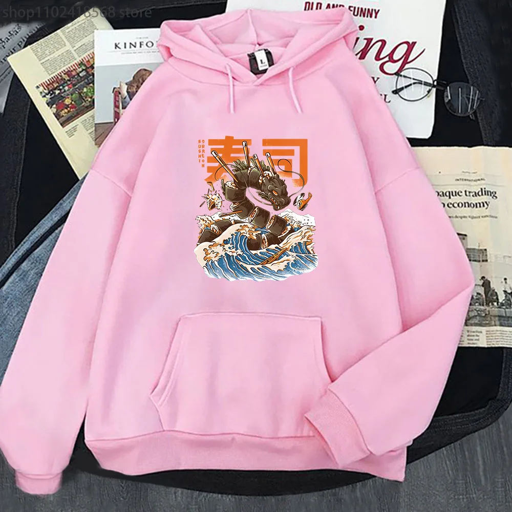 Grote Sushi Dragon Hoodies Japanse Stijl Sweatshirt High Street Streetwear Vrouwen Kleding Harajuku Mannen Trui Y2k Sudaderas