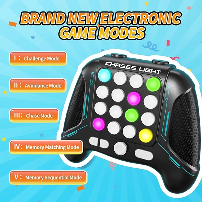 Quick Speed Push Game Toys Handle 5 Modes In 1 Flashing Handheld Electronic Brain Memory Stress Relief Game Fun Toys for Kids