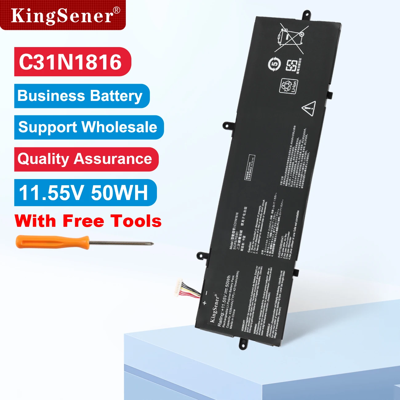 

KingSener C31N1816 Laptop Battery For ASUS ZenBook Flip 13 UX362 UX362F UX362FA Q326FA Q326FA-BI7T13 UX362FA-2B 0B200-03160000
