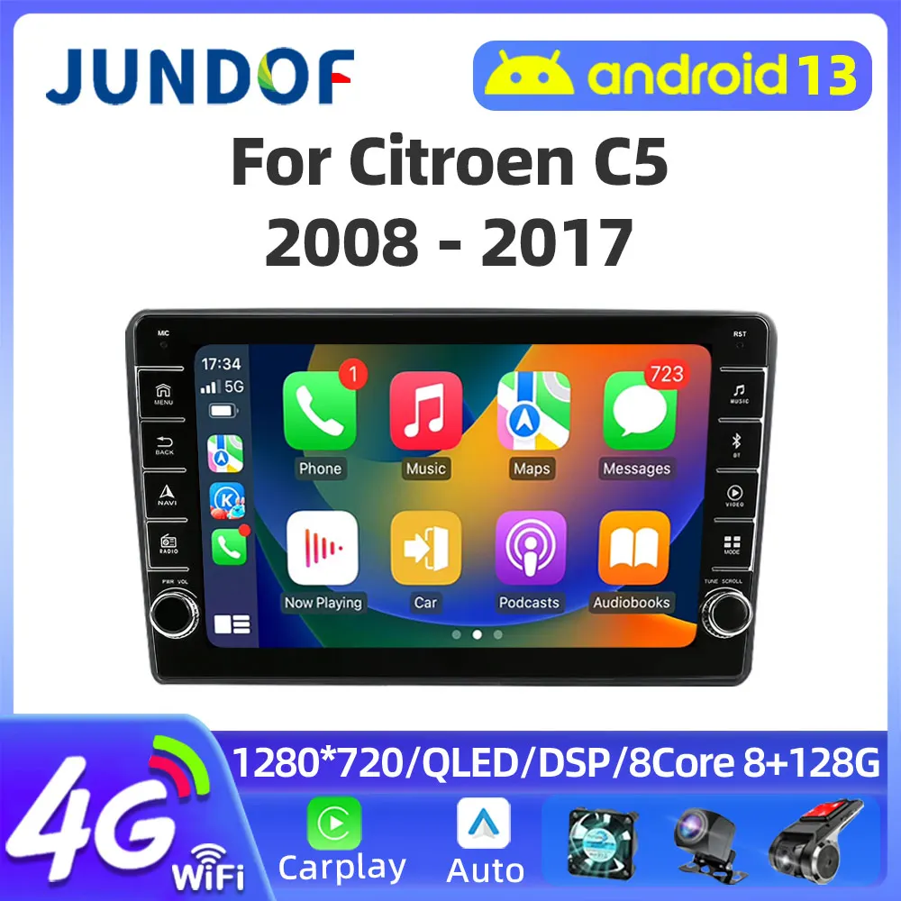 

For Citroen C5 2008-2017 2 Din Android 13 Car Radio Multimedia Video Player Navigation GPS Autoradio Stereo HU 2din no dvd