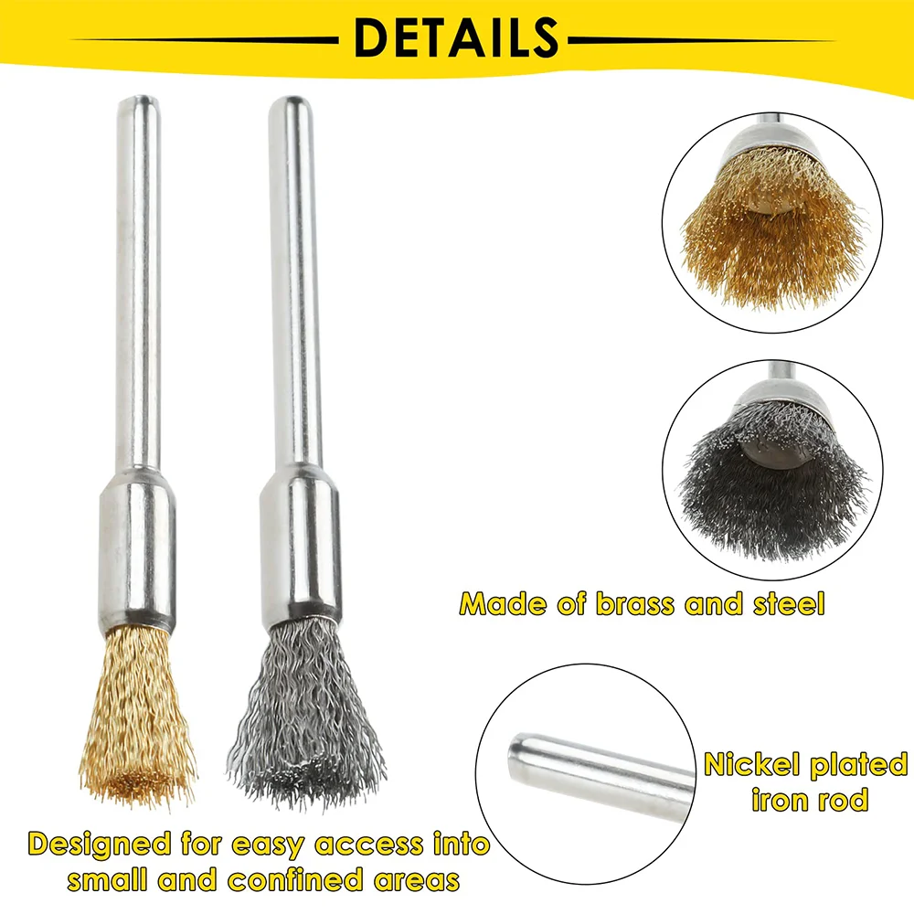 Kit di spazzole in filo di acciaio da 20 pezzi spazzola per la rimozione della vernice antiruggine accessori per spazzole per lucidatura accessori per utensili rotanti strumenti per la pulizia dello smalto