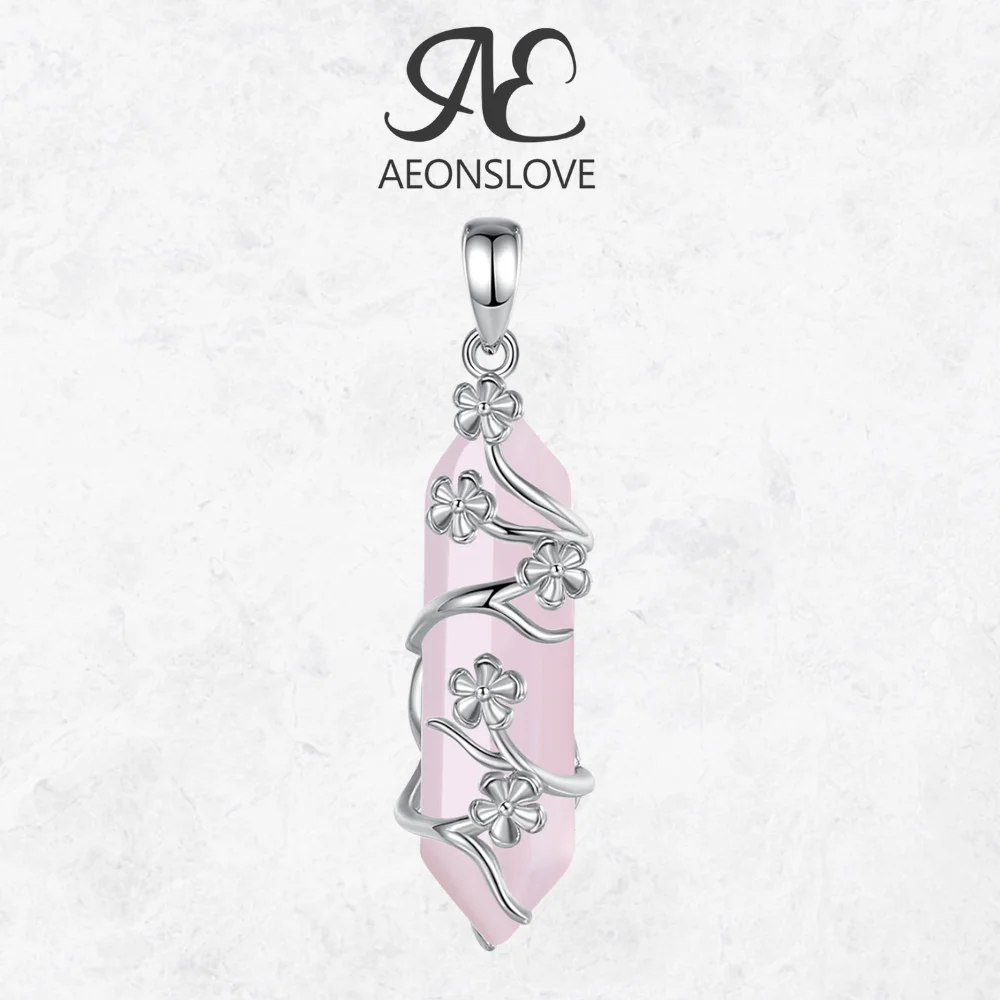 

AEONSLOVE ожерелье с цветком розового кварца, натуральные целебные хрустальные камни, кулон, духовные украшения, Рождественский подарок для унисекс