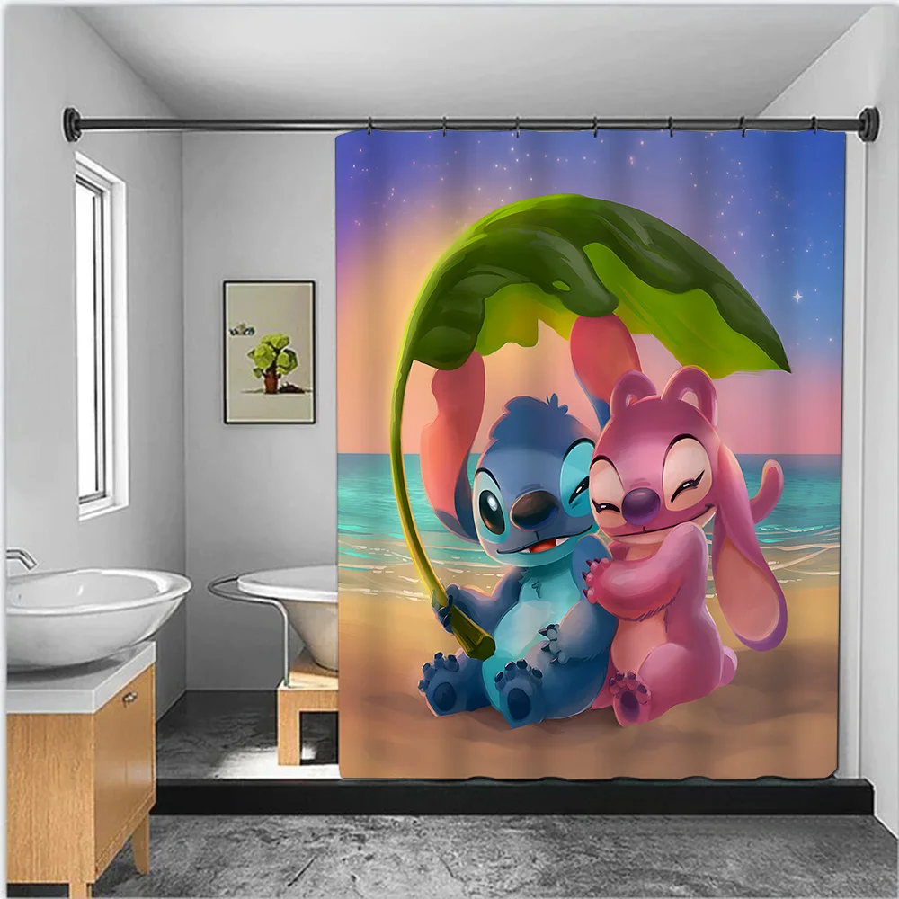 Cartoon S-Stitch Shower Curtain Waterproof Polyester Fabric Paint Colorful Bath Curtains Home Bathroom Decor Curtain With Hook