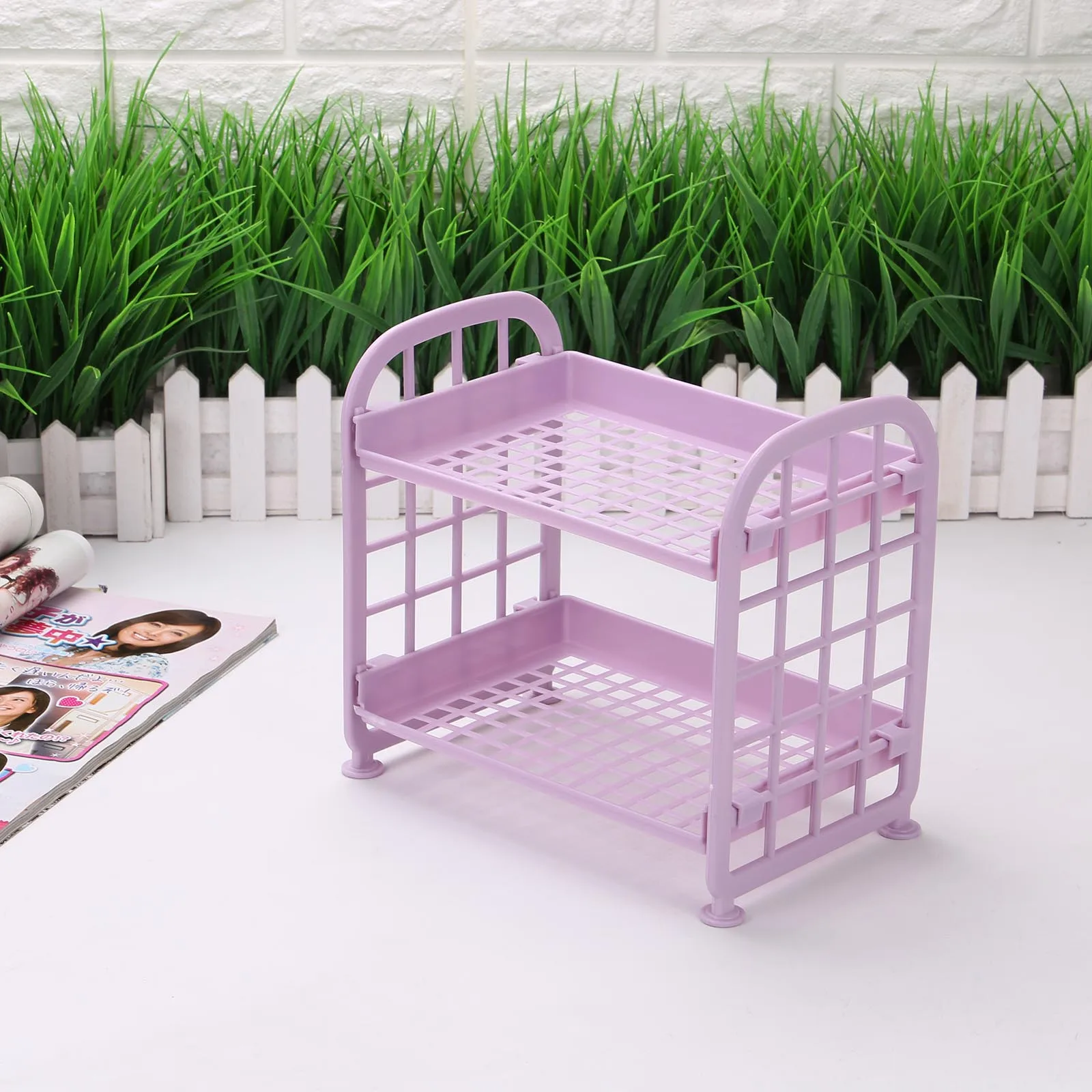G Ins Desktop Double-layer Folding Storage Rack Foldable Dormitory Storage Artifact Free Installation Desk Girl Sundries Rack