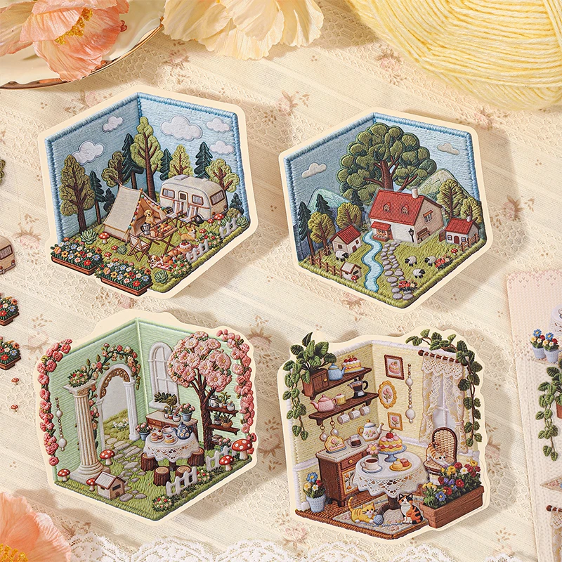 Journal GO Creative 3D Scenes Cartoon Landscape Stickers Spring diy Sticker for Gift  Card Collage Junk Journal Scrapbook Decor - view 2