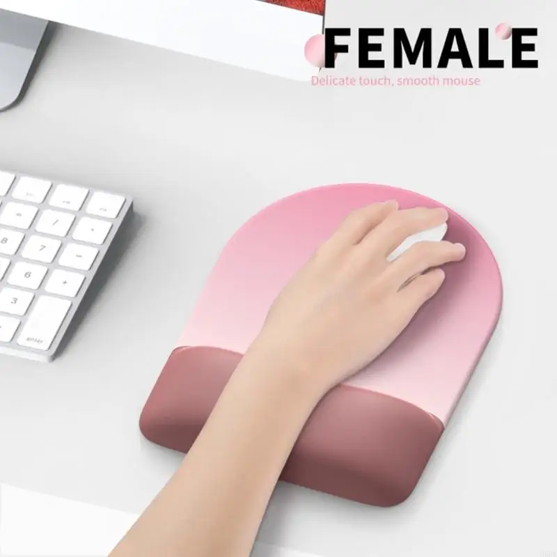 Memori busa pergelangan tangan istirahat mousepad gradien setengah lingkaran bentuk basis karet anti slip