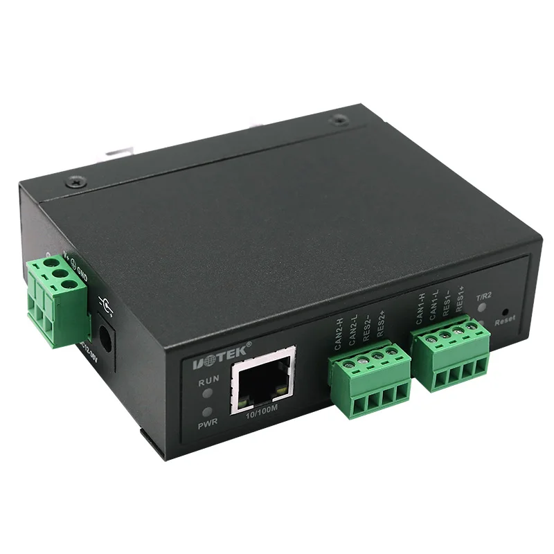 UOTEK Industrial 100M CAN BUS to Ethernet Converter with Protocol RJ45 TCP IP to 2 Ports Canbus Adapter Connector UT-6502