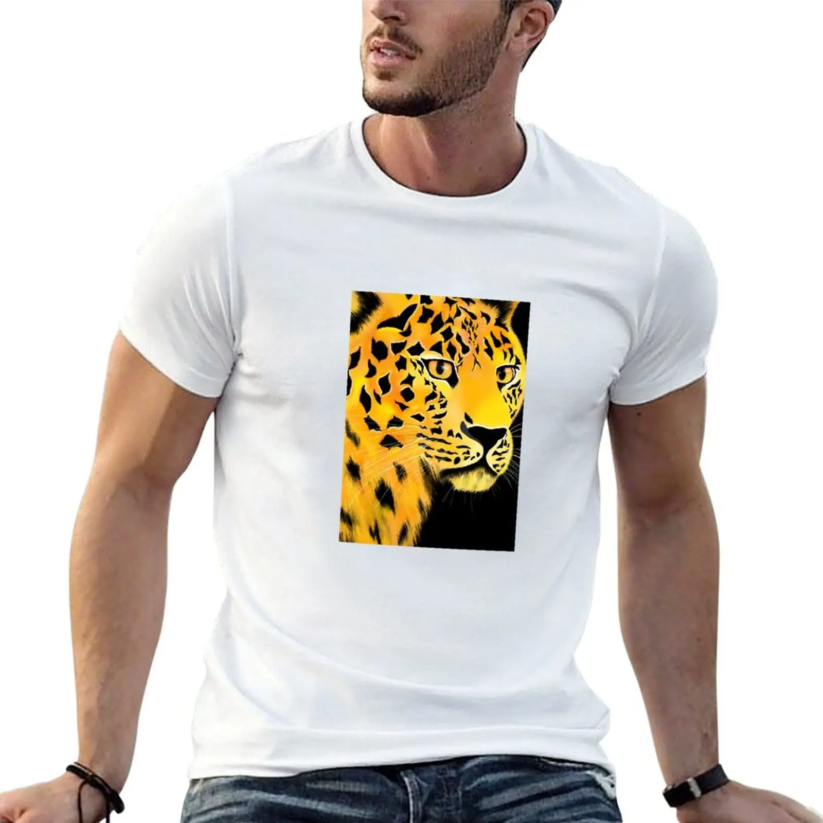 

shirts man men t man cotton Cheetah Wild t casual Cat shirt T-Shirt for