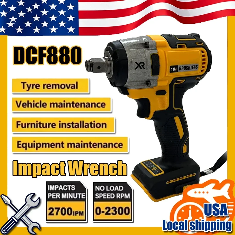 

Fit Dewalt Brushless Impact Wrench DCF880 3300RPM High Torque Cordless Electric Wrench Tire Repair Tool Rechargeable Power Tools