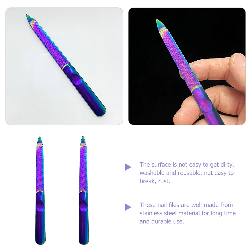 ตะไบเล็บโลหะ 2 ชิ้น สแตนเลส ตัดหนังกำพร้า ขัดเงา เครื่องมือทำเล็บ สำหรับร้านเสริมสวยและใช้ในบ้าน