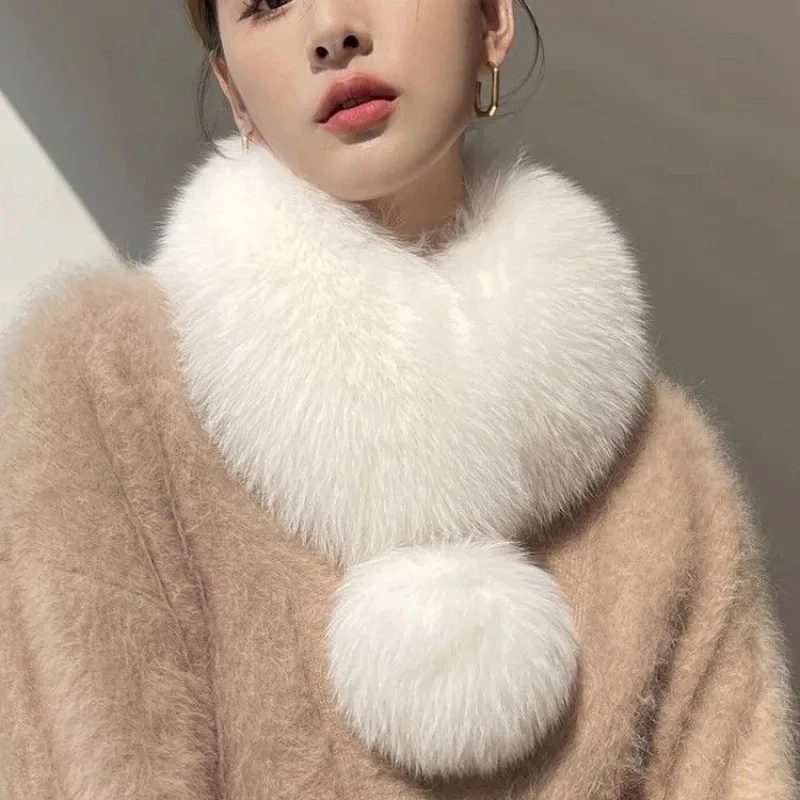 

Vegan Faux Fox Fur Scarf, Detachable Luxury Winter Collar for Women, Eco-Friendly Plush Shawl and Neck Warmer