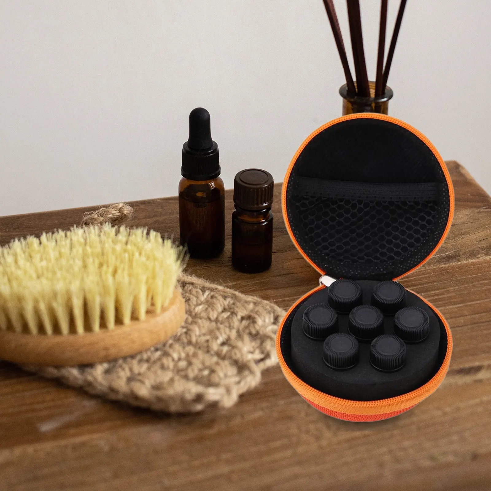 kit-com-2-bolsas-organizadoras-redondas-para-Oleos-essenciais-com-ziper-grande-capacidade-tampa-de-malha-para-viagem-e-armazenamento-domestico-comporta-7-frascos-de-1-2ml-ideal-para-unhas