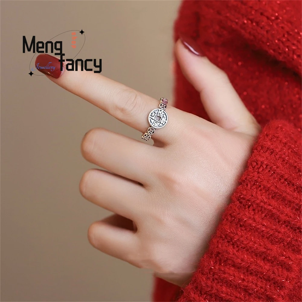 

Silver Wealth And Treasure Ring, Retro And Unique Index Finger Ring, Niche Design, High-End Open Ring Fashion Jewelry Exquisite