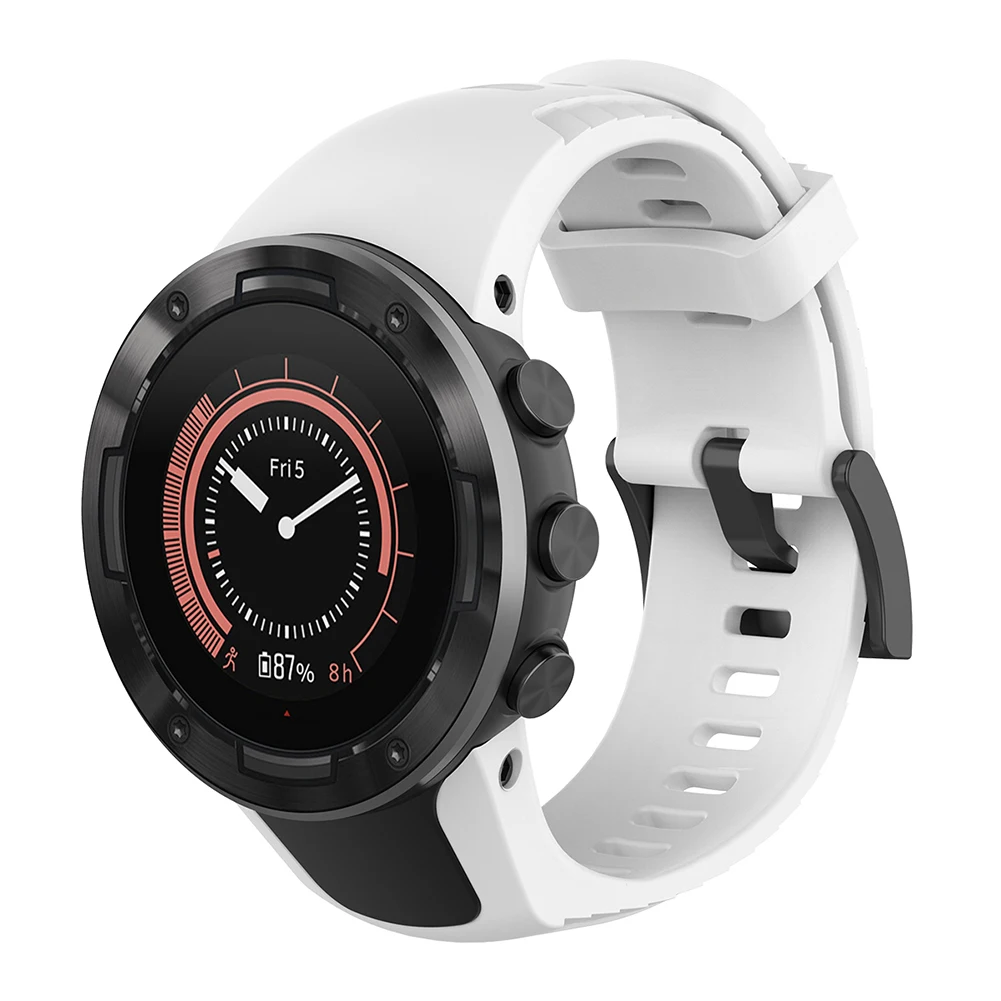 Silicone Replacement Watchband for Suunto 5 Watch Band Wrist Strap (White)