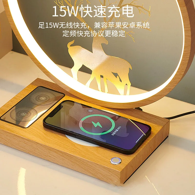 3-in-1 multi-function desk lamp dimming night light Wireless charging Bluetooth speaker Bedside lamp eye protection bedroom lamp
