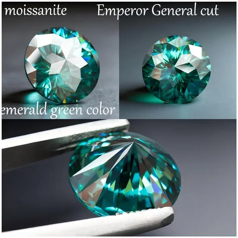 

Emperor General Cut Moissanite Stone Emerald Green Natural Color Gem DIY Jewelry Making Materials with Certificate Wholesale