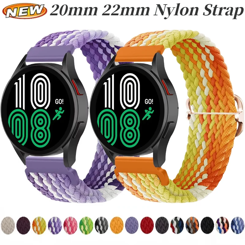20mm 22mm Nylon Loop Strap For Samsung Watch 7/6/5/4/Huawei Watch 4/3/GT3-2 Soft Braided Elastic Bracelet Amazfit GTR/GTS 4 Belt
