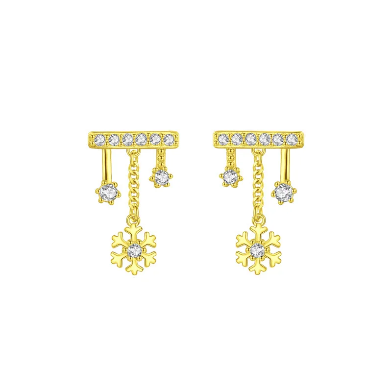 

S925 Sterling Silver Romantic Snowflake Zircon Earrings Small Niche Design Light and Versatile Women's Earrings