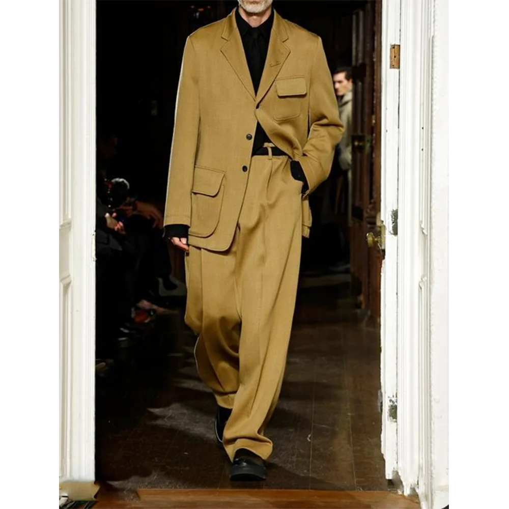 

Relaxation Sensation Peaked Lapel Loose Style Suit 2 Piecs Jacket Pants Single Breasted Casual Party Work Commute Suits