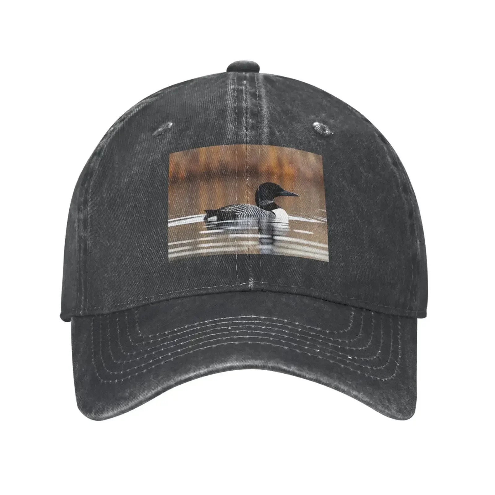 Black Loon Birds Prints Baseball Caps Adult Classic Denim Hat Dad Golf Caps Sports Sunhat Breathable For Daily Outdoor Travel