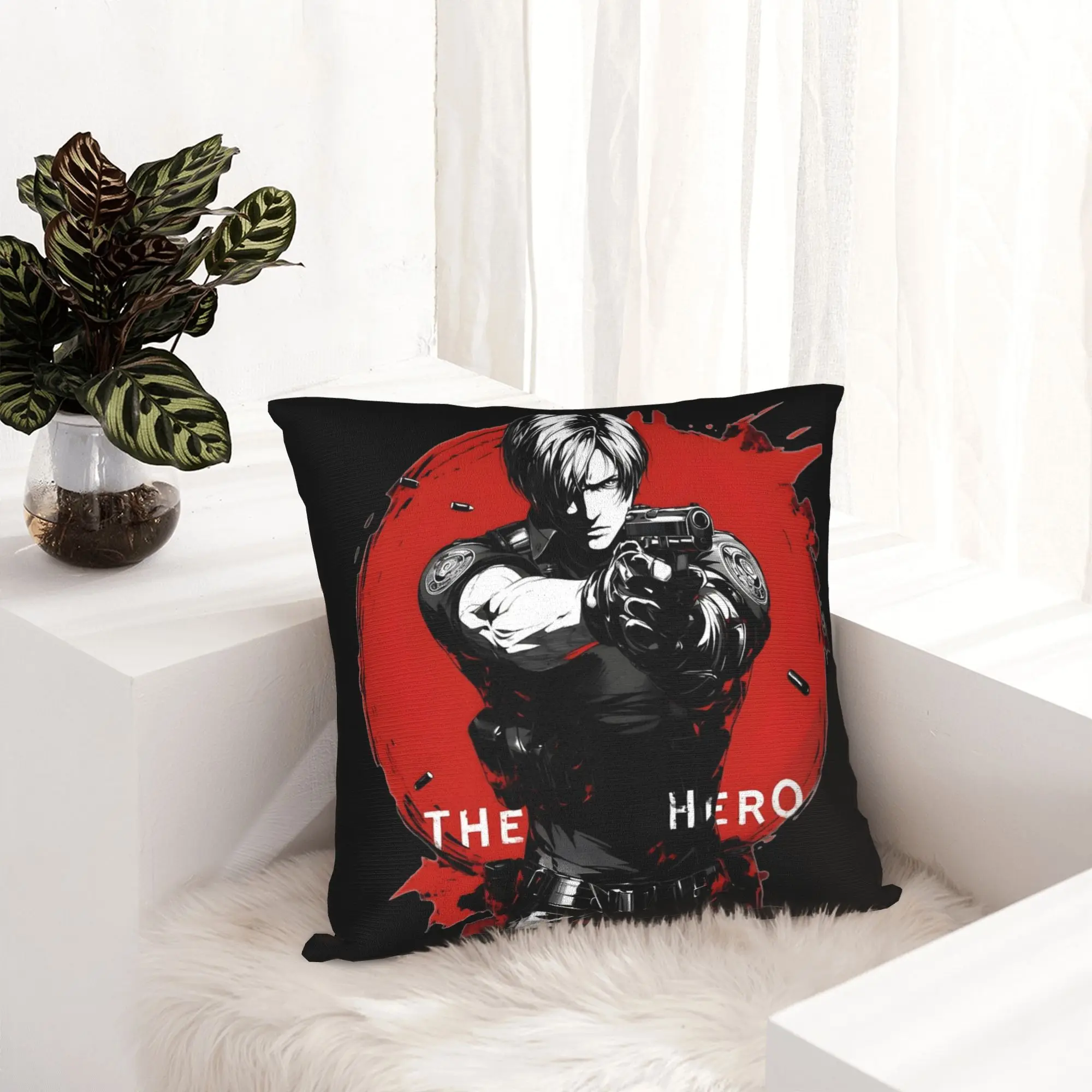 Leon S Kennedy Residents Evils Pillowcase Printing Fabric Cushion Cover Decoration  Pillow Case Cover Home Zippered 18''