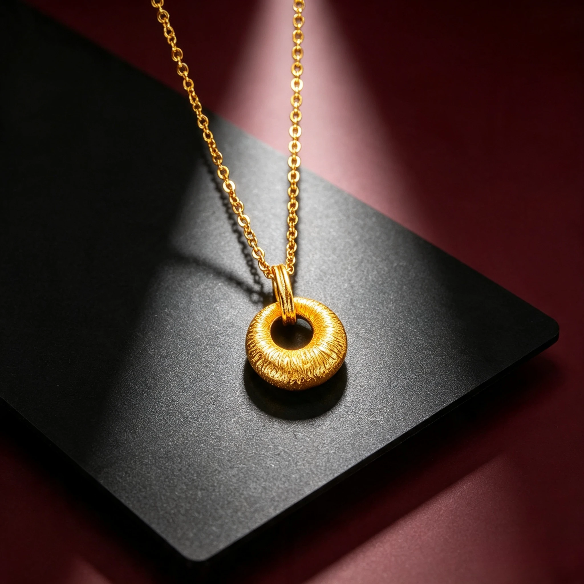9999 Pure Gold real gold Women's Brushed Small Gold Pendant Necklace Gift for girlfriend