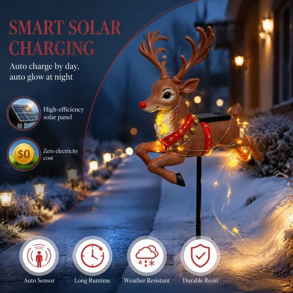 Swirling Effect Reindeer Pathway Light Waterproof Energy Saving Garden Decor Lamp Stable Light Output LED Beads
