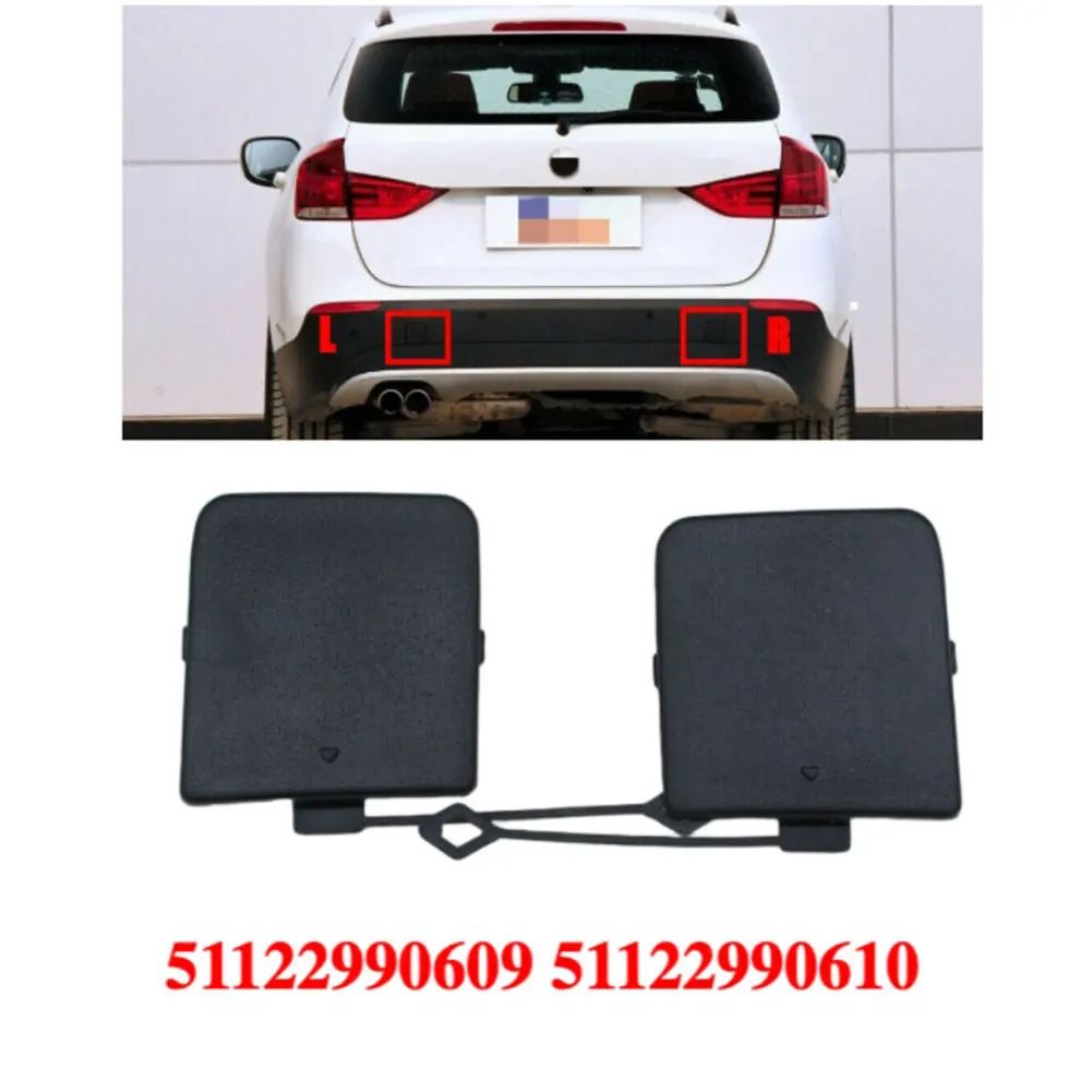 ABS Black Tow Hook Cover Set OEM 51122990609 51122990610 For BMW X1 E84 2009-2012 Front Bumper Left Right Replacement