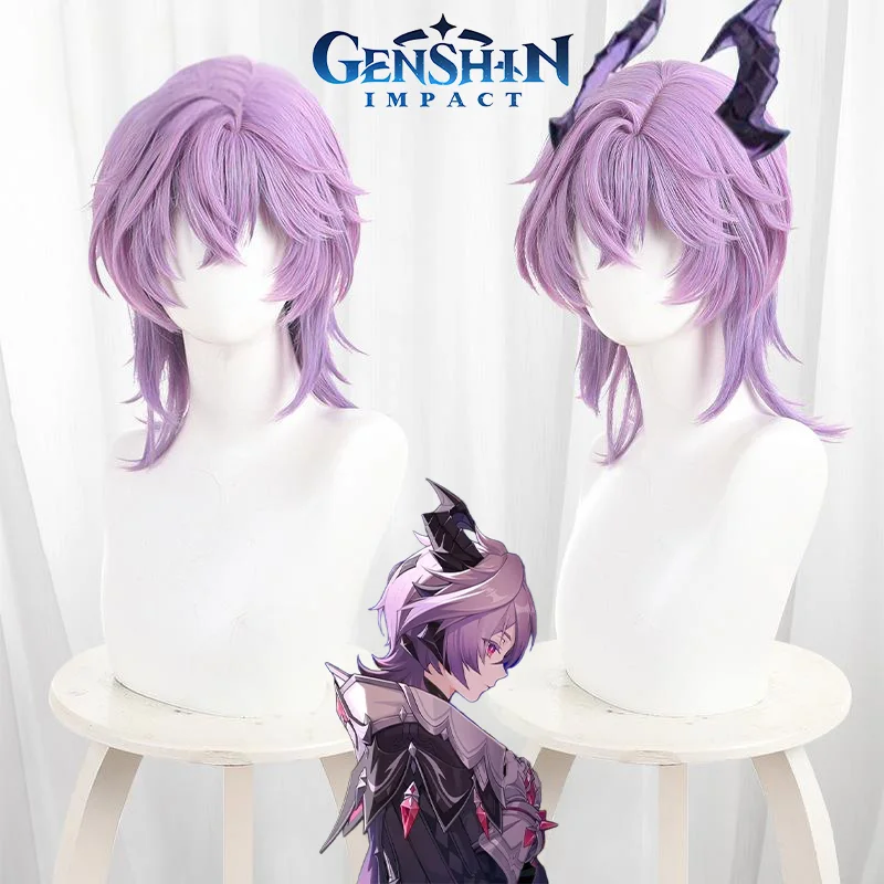 

Game Genshin Impact Durin Adult Cosplay Wig Short Light Purple Hair Heat Resistant Synthetic Wigs Halloween Carnival Party Props