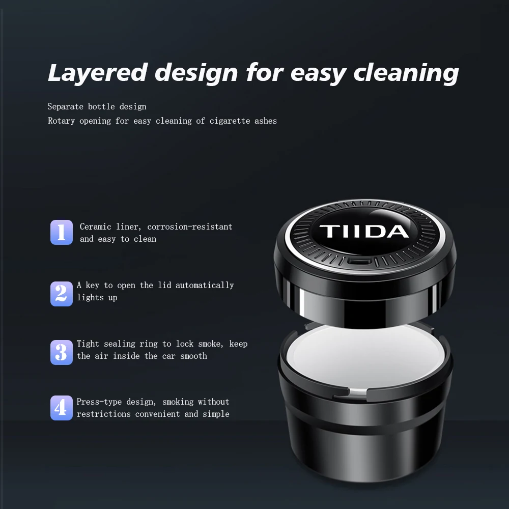 Car Cigarette Ashtray Cup Portable LED Smoke  Car Ashtray Smoke  Remover for Nissan Tiida C11X C12 C13 SC12 Auto accessories