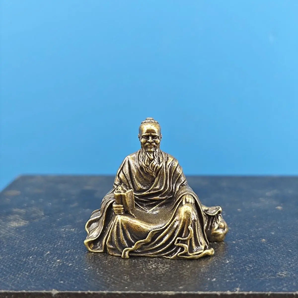 Brass Chinese Zen style purple clay historical figure Confucius statue, Confucius home study, fish tank, bonsai, decorative item