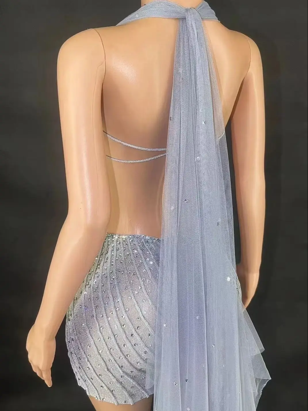 ชุดเดรสประดับเพชร ZD สำหรับการแสดงบนเวที ไซส์ใหญ่ ชุดราตรีวิบวับสำหรับผู้หญิง