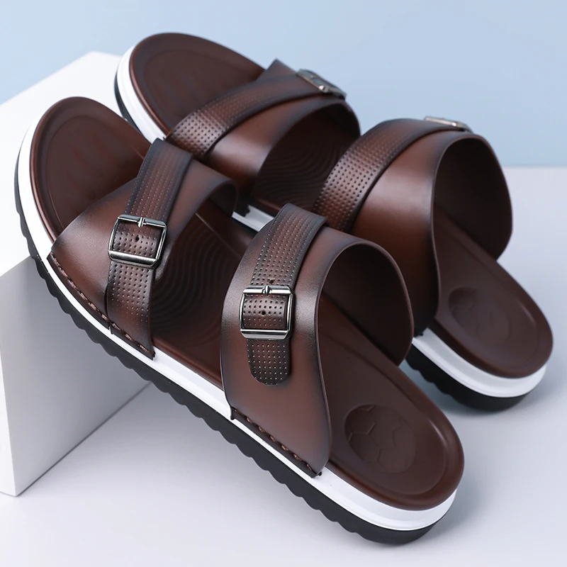 Men's Comfortable Soft Sole Summer Slides, Stylish Breathable Anti-Slip Sandals Suitable for Outdoor, Driving and Beach-5356